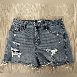 Old Navy High Rise Ripped Slim Denim Shorts with Handkerchief Print Pockets
